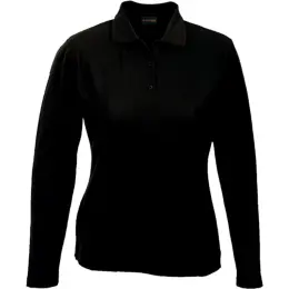 Black Ladies 175g Pique Knit Long Sleeve Golfer